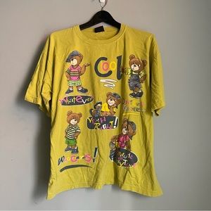 Vintage Y2K Teddy Bear T-shirt Green XL